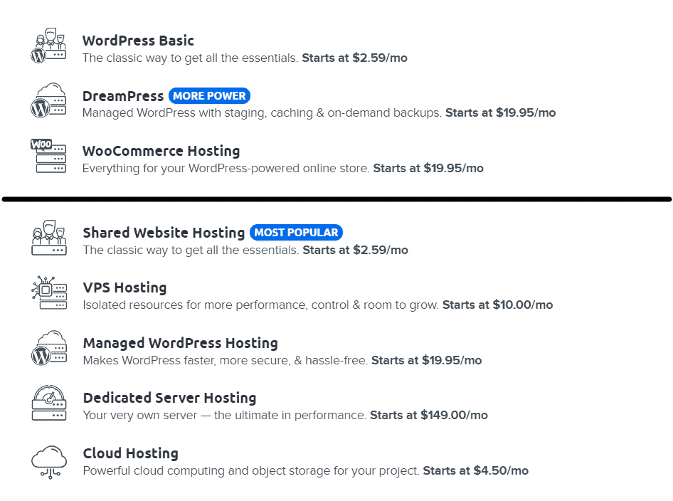 DreamHost pricing